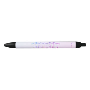 Bolígrafo De Tinta Negra Nombre de cita motivacional púrpura Pastel