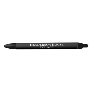 Bolígrafo De Tinta Negra Nombre de la Casa Año de Fund. Merch Negro Hogar F