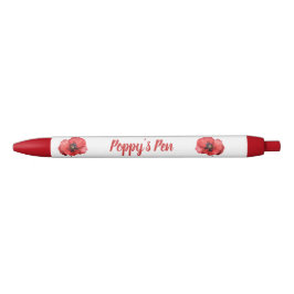 Bolígrafo De Tinta Negra Nombre de la flor de la amapola roja