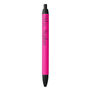 Bolígrafo De Tinta Negra Nombre de maestro rosa caliente