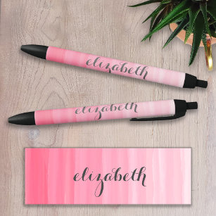 Bolígrafo De Tinta Negra Nombre de monograma femenino color de agua rosa na