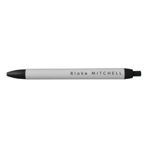 Bolígrafo De Tinta Negra Nombre de monograma gris simple único