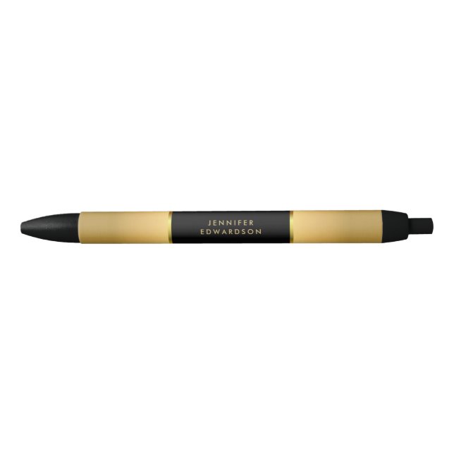 Bolígrafo De Tinta Negra Nombre de monograma profesional del oro negro mode (Anverso)