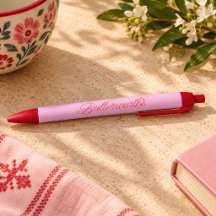 Nombre de negocio de tipografía rosa y roja única 