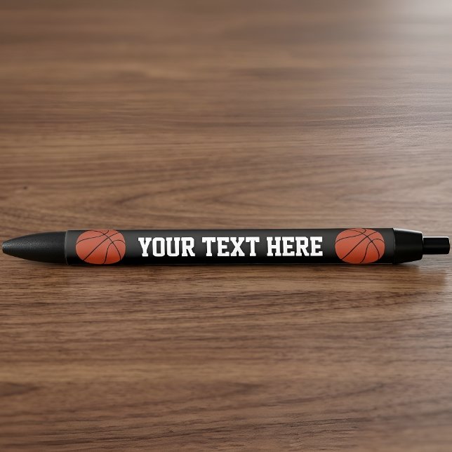 Bolígrafo De Tinta Negra Nombre del equipo del Personalizado de baloncesto  (Personalized basketball pen with custom team name or text.)