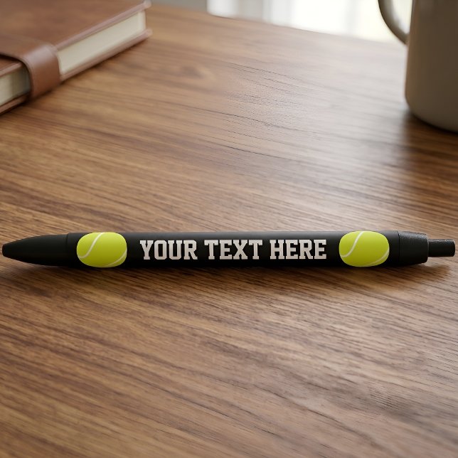 Bolígrafo De Tinta Negra Nombre del equipo del Personalizado de la pelota d (Custom tennis pen with personalized team name or text.)