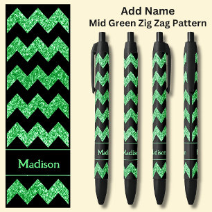 Bolígrafo De Tinta Negra Nombre Mid Green Zig Zag en negro
