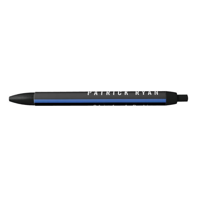 Bolígrafo De Tinta Negra Nombre Monogramado De La Línea Azul Delgada De La  (Anverso)