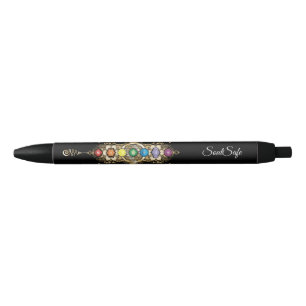 Bolígrafo De Tinta Negra Nombre personalizado Alineado Gold Chakra