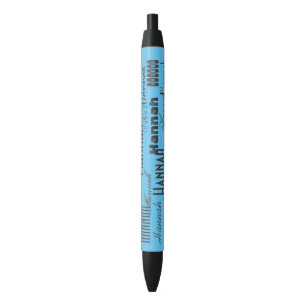Bolígrafo De Tinta Negra Nombre personalizado Aqua Sky y Black