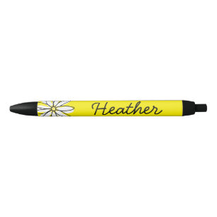Bolígrafo De Tinta Negra Nombre personalizado de bonito Daisy Doodle