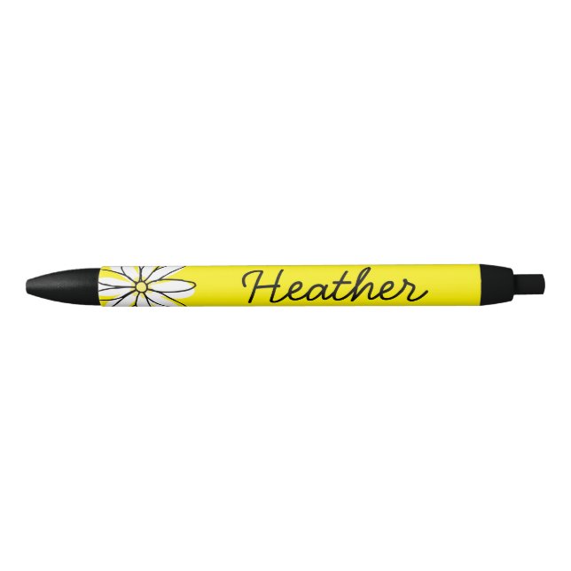 Bolígrafo De Tinta Negra Nombre personalizado de bonito Daisy Doodle (Anverso)