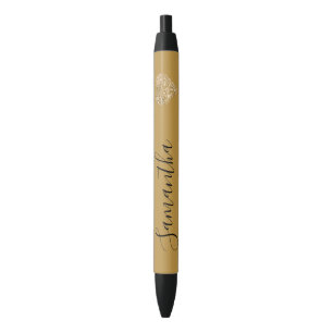 Bolígrafo De Tinta Negra Nombre personalizado del corazón del Purpurina de