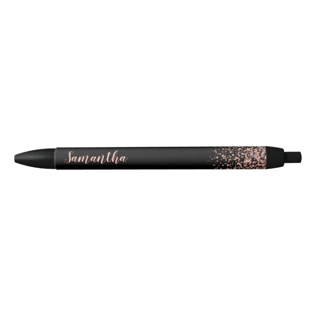 Bolígrafo De Tinta Negra Nombre personalizado del Purpurina de la imitación (Anverso)
