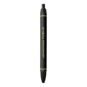 Bolígrafo De Tinta Negra Nombre personalizado elegante dorado personalizado