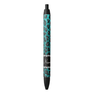 Bolígrafo De Tinta Negra Nombre personalizado impresión de leopardo de purp