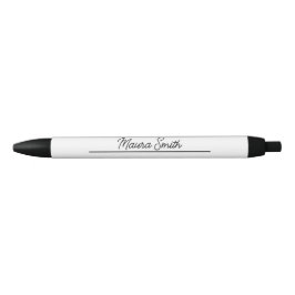 Bolígrafo De Tinta Negra Nombre personalizado minimalista en blanco y negro