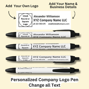 Bolígrafo De Tinta Negra Nombre personalizado, nombre de la empresa y corre