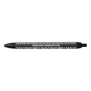 Bolígrafo De Tinta Negra Nombre personalizado patrón cebra