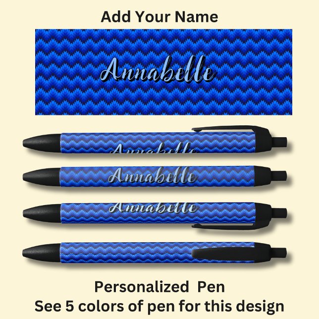 Bolígrafo De Tinta Negra Nombre personalizado, protector azul Zig Zag (Subido por el creador)