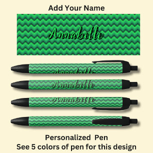 Bolígrafo De Tinta Negra Nombre personalizado, protector verde Zig Zag