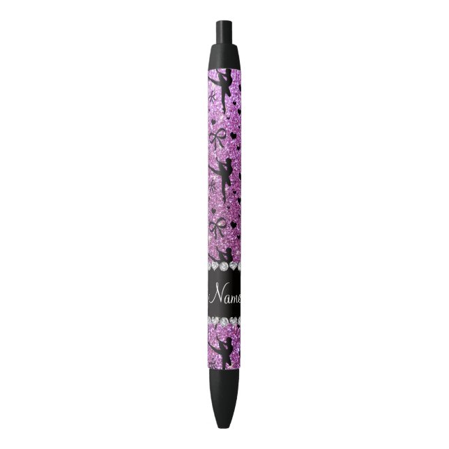 Bolígrafo De Tinta Negra Nombre personalizado purpurina bailerinas púrpura  (Frente vertical)
