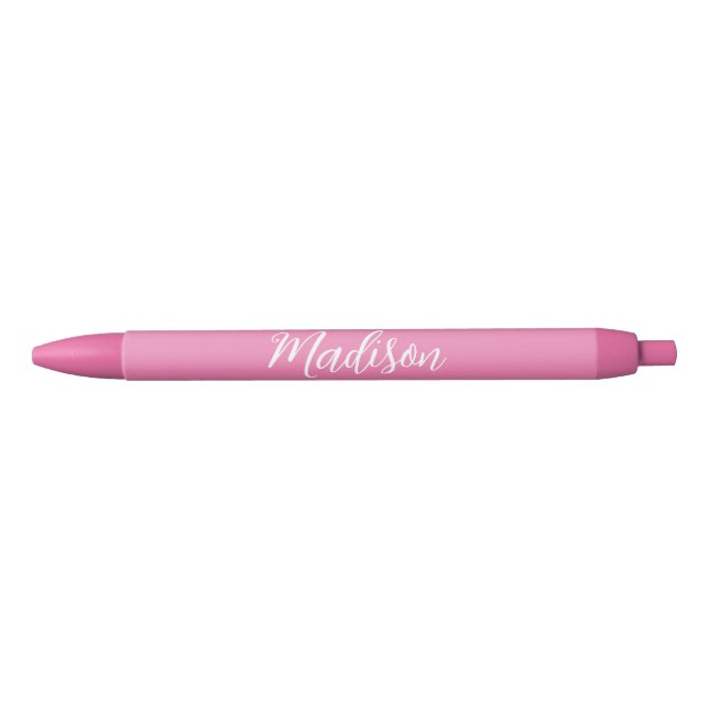 Bolígrafo De Tinta Negra Nombre personalizado rosado de bonito (Anverso)