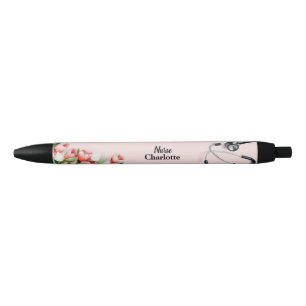Bolígrafo De Tinta Negra Nombre personalizado Tulipán Rosa Estetoscopio Flo