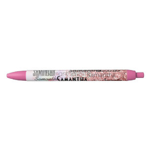 Bolígrafo De Tinta Negra Nombre Personalizado Unicorn Purpurina Rosa Sparkl