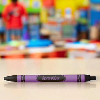 Bolígrafo De Tinta Negra Nombre personalizado Violet Purple Crayon Black In