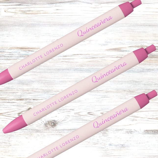 Bolígrafo De Tinta Negra Nombre rosa dorado Rosa Quinceanera (Subido por el creador)