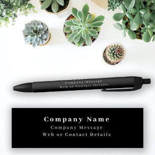 Bolígrafo De Tinta Negra Nombre y texto de la empresa