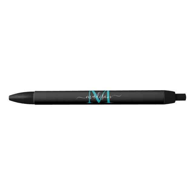 Bolígrafo De Tinta Negra Nombro elegante de escritura del monograma verde d (Anverso)