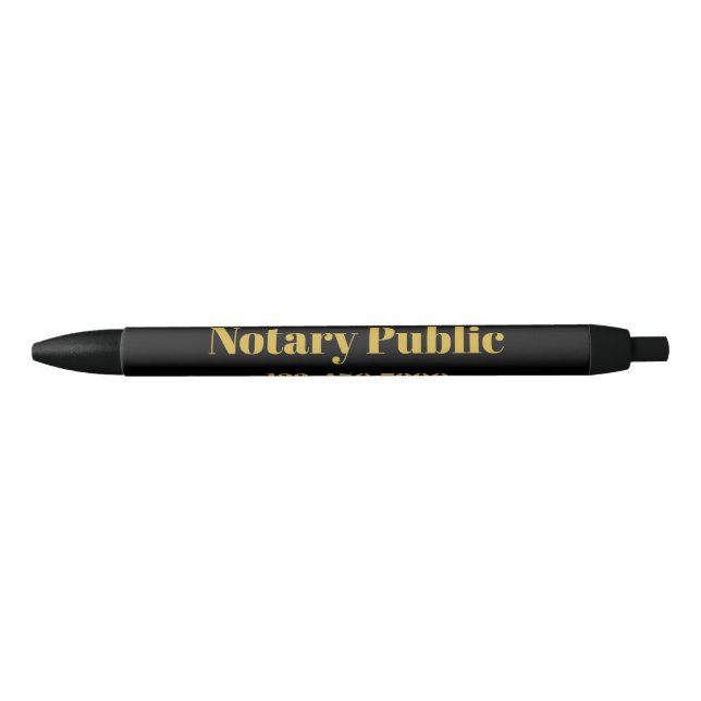 Bolígrafo De Tinta Negra Notario número de teléfono público negro y oro (Anverso)