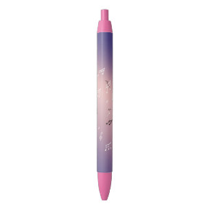 Bolígrafo De Tinta Negra Notas musicales en el Lilac rosa de la luna