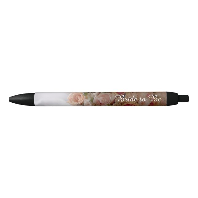Bolígrafo De Tinta Negra Novia a ser regalo de ducha de boda floral (Anverso)