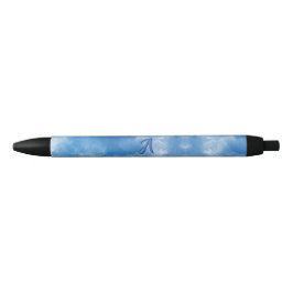 Bolígrafo De Tinta Negra Nube de acuarela de cielo azul suave