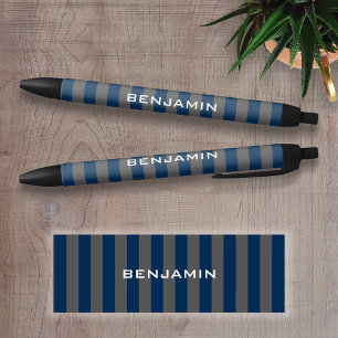 Bolígrafo De Tinta Negra Número de nombres de franjas de goma azul y gris