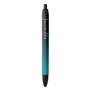 Bolígrafo De Tinta Negra Ombre Negro Teal Personalizado