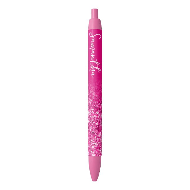Bolígrafo De Tinta Negra Ombre, Purpurina rosa caliente de lujo (Frente vertical)