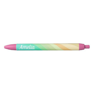 Bolígrafo De Tinta Negra Ondas pastel modernas coloridas personalizadas