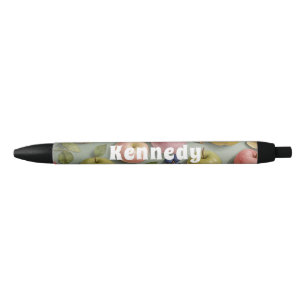 Bolígrafo De Tinta Negra Orchard Whimsy: fruta pastel