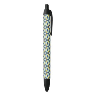 Bolígrafo De Tinta Negra Oro geométrico y modelo azul
