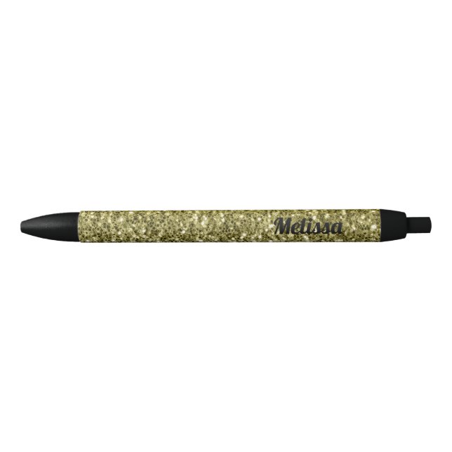 Bolígrafo De Tinta Negra Oro plateado brillo oscuro purpurina sombrío Monog (Anverso)