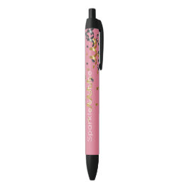 Bolígrafo De Tinta Negra Oro Rosa Confeti Negro