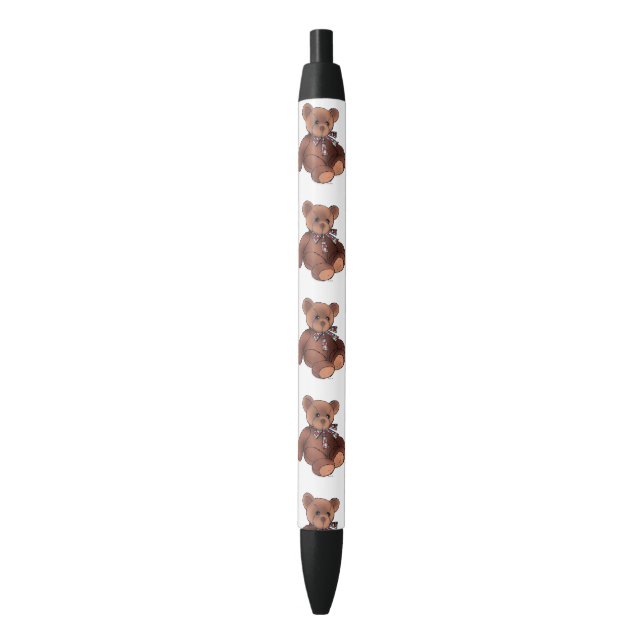 Bolígrafo De Tinta Negra oso de peluche marrón lindo (Frente vertical)