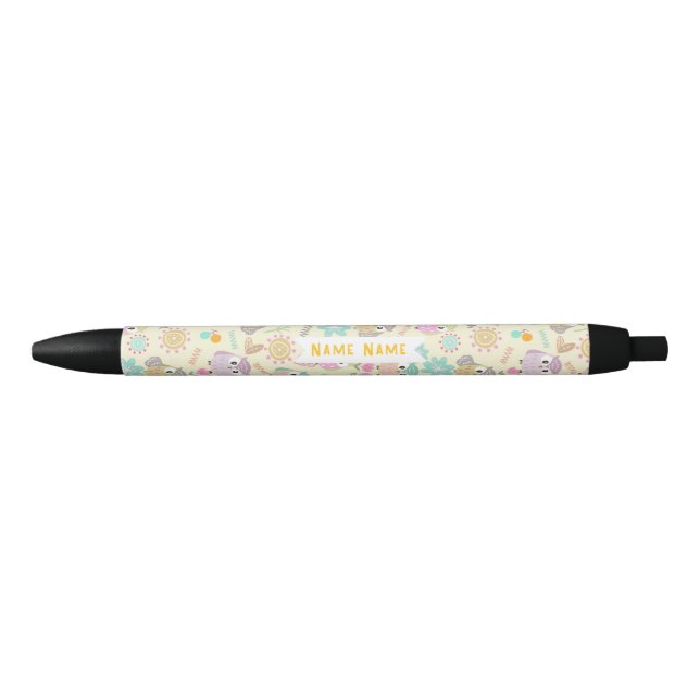 Bolígrafo De Tinta Negra Owl Pastel Yellow  (Anverso)