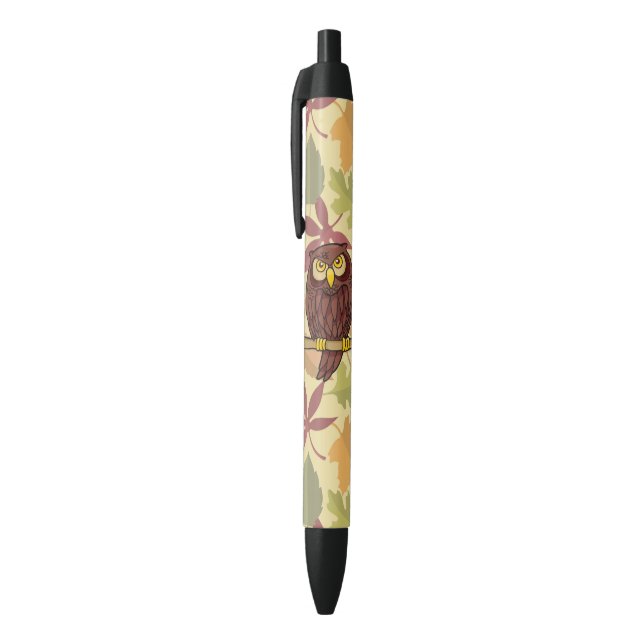 Bolígrafo De Tinta Negra Owl Personalizado (Parte superior (vertical))