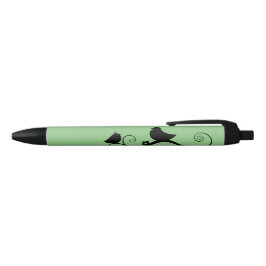 Bolígrafo De Tinta Negra Pájaros lindos (fondo verde)