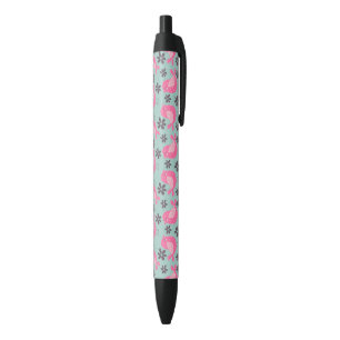 Bolígrafo De Tinta Negra Pájaros y flores de polka